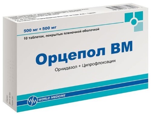 Купить Орцепол вм 500 мг + 500 мг 10 шт. таблетки, покрытые пленочной оболочкой цена