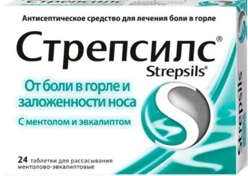 Купить Стрепсилс с ментолом и эвкалиптом 24 шт. таблетки для рассасывания цена