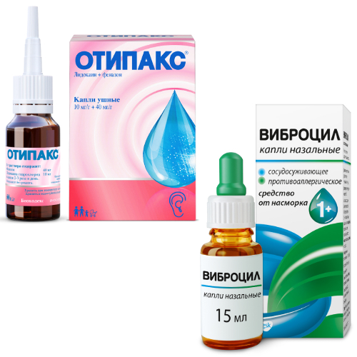 Набор ОТИПАКС 16гр КАПЛИ УШНЫЕ + ВИБРОЦИЛ 15МЛ НАЗАЛ КАПЛИ