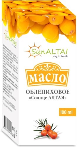 Купить Облепиховое масло солнце алтая 100 мл флакон в индивидуальной упаковке/каротионоидов не менее 25 мг%/ цена