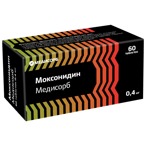 Моксонидин медисорб 0,4 мг 60 шт. таблетки, покрытые пленочной оболочкой