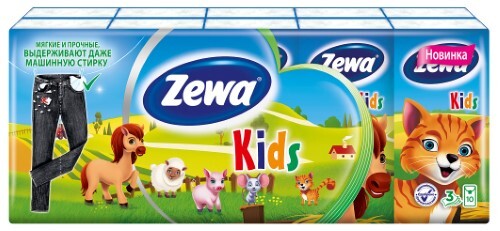 Купить Zewa платочки носовые детские 10 шт. х 10 цена