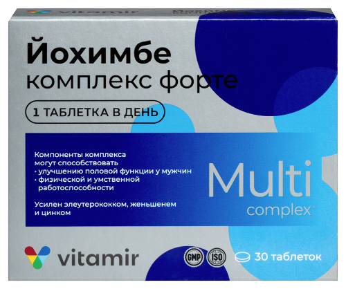 Купить Витамир йохимбе комплекс форте 30 шт. таблетки, покрытые оболочкой массой 550 мг цена