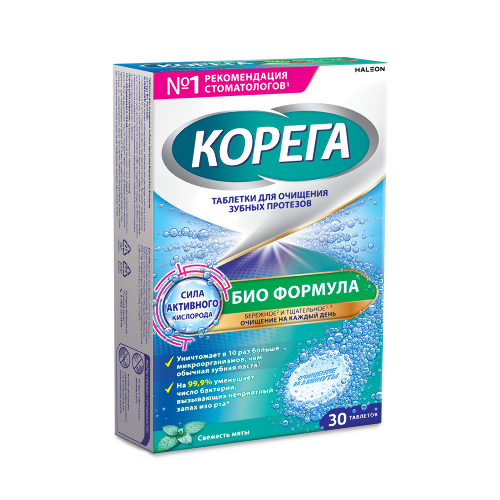 Корега био формула таблетки для очищения зубных протезов 30 шт.