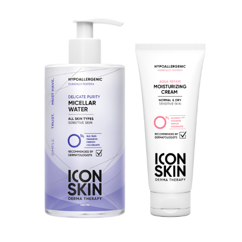 Набор Icon skin «Очищение и увлажнение»: мицеллярная вода + крем д/лица