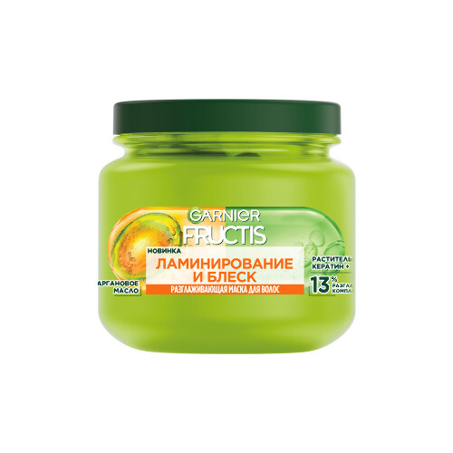 Garnier fructis маска для волос разглаживающая ламинирование и блеск 320 мл