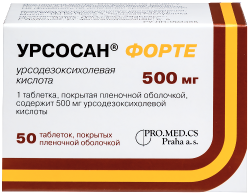Урсосан форте 500 мг 50 шт. таблетки, покрытые пленочной оболочкой