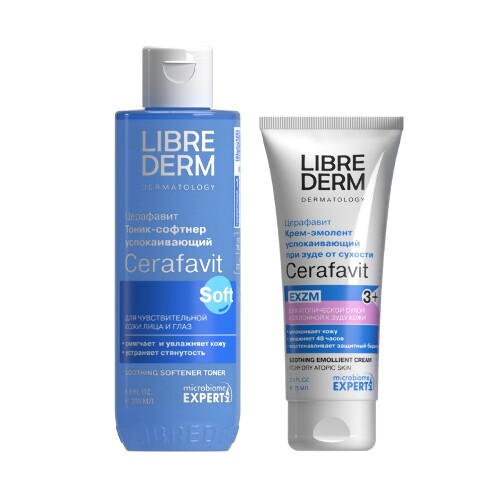 Набор ЛИБРИДЕРМ ЦЕРАФАВИТ с церамидами и пребиотиком: тоник-софтнер + крем-эмолент
