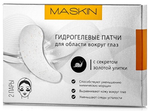 Купить Maskin патчи гидрогелевые для области вокруг глаз с секретом золотой улитки 2 пары цена