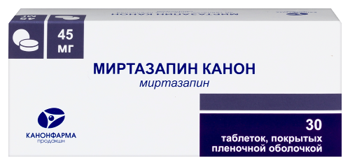 Миртазапин канон 45 мг 30 шт. таблетки, покрытые пленочной оболочкой