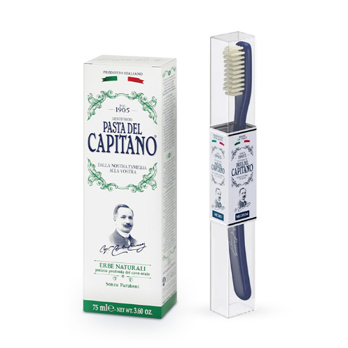 Набор PASTA DEL CAPITANO 1905: зубная паста натуральные травы 75мл + зубная щетка 1960 - по выгодной цене!