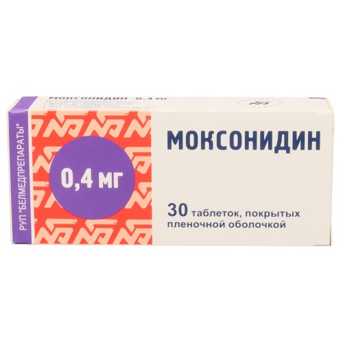 Моксонидин 0,4 мг 30 шт. таблетки, покрытые пленочной оболочкой