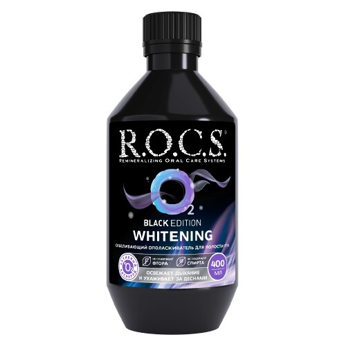 Купить Rocs ополаскиватель для полости рта отбеливающий black edition 400 мл цена