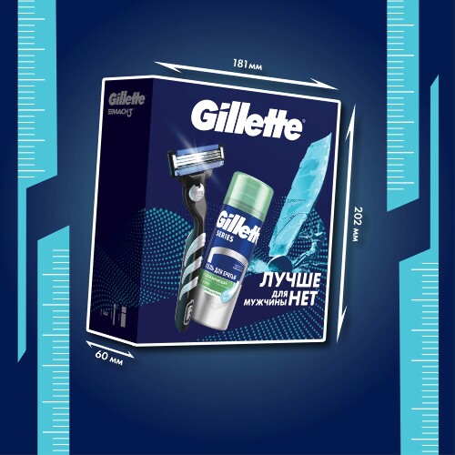 Gillette набор/mach3 бритва со сменной кассетой 1 шт. +gillette series гель для бритья успокаивающий 75 мл/