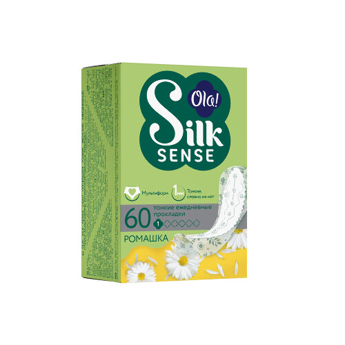 Ola silk sense прокладки ежедневные light deo стринг-мультиформ ромашка 60 шт.