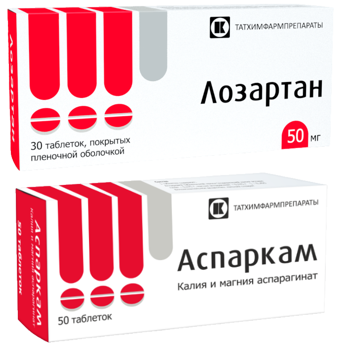 Изображение товара Набор Лозартан 50 мг №30 + Аспаркам №50