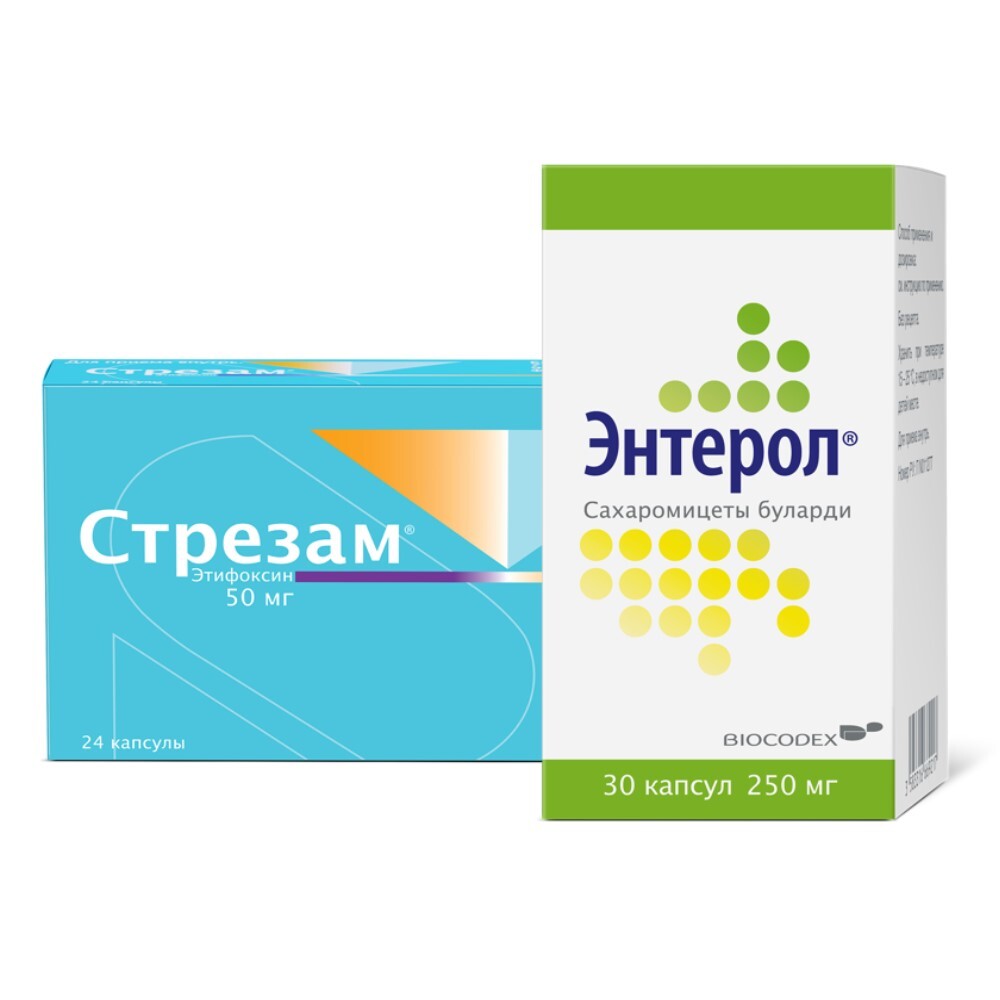 Изображение товара Набор СТРЕЗАМ 24 ШТ + ЭНТЕРОЛ №30 ФЛАКОН со скидкой