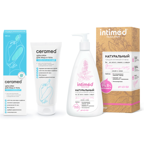 Изображение товара Набор Intimed + Ceramed: интимный гель для мягкого очищения + крем ультраувлажняющий