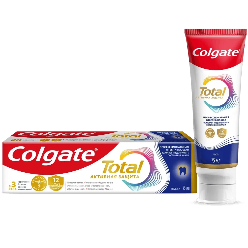 Colgate total 12 профессиональная отбеливающая зубная паста 75 мл инструкция по применению