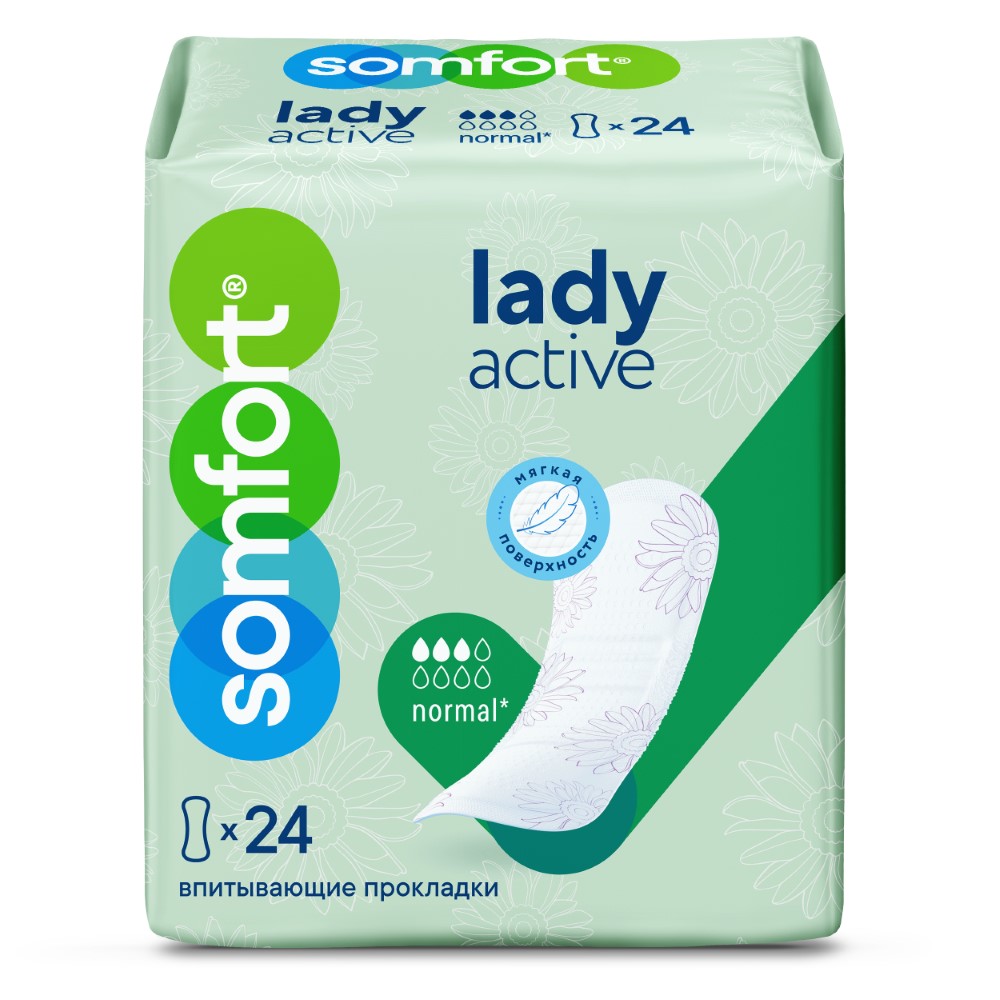 Изображение товара Somfort прокладки женские впитывающие lady active normal 24 шт.