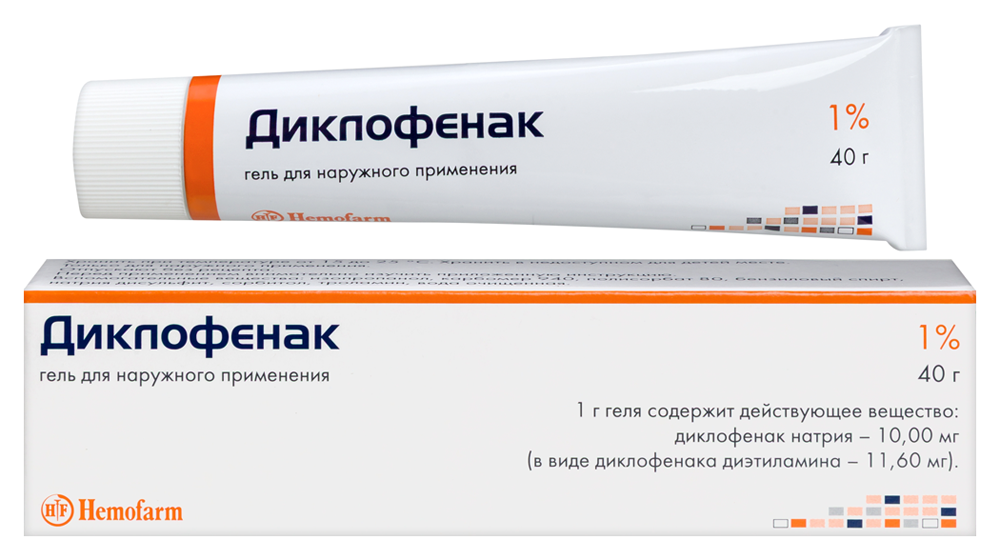 Изображение товара Диклофенак 1% гель для наружного применения 40 гр - противовоспалительное средство для суставов и м