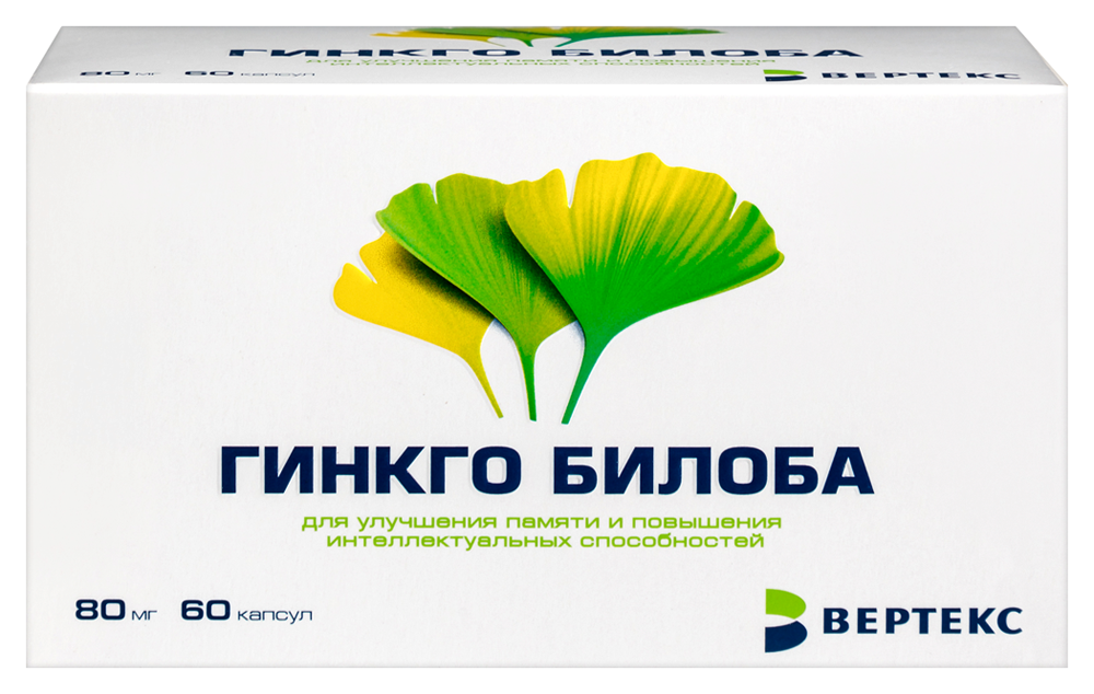 Изображение товара Гинкго билоба 80 мг 60 шт. для улучшения памяти и внимания