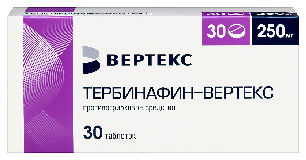 Изображение товара Тербинафин-вертекс 250 мг 30 шт для лечения грибковых инфекций