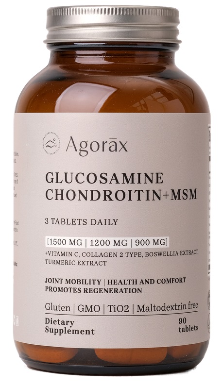 Изображение товара Агоракс глюкозамин хондроитин МСМ 90 таблеток по 1600 мг для суставов