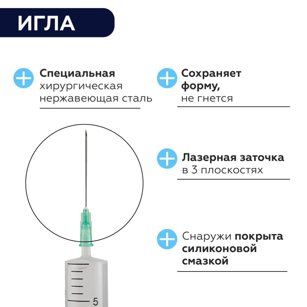 Шприц 20 мл 3-х компонентный c иглой 21g 0,8x38 мм 1 шт./ цзянсу чжиюй/ -  цена 64.50 руб., купить в интернет аптеке в Байконуре Шприц 20 мл 3-х  компонентный c иглой 21g