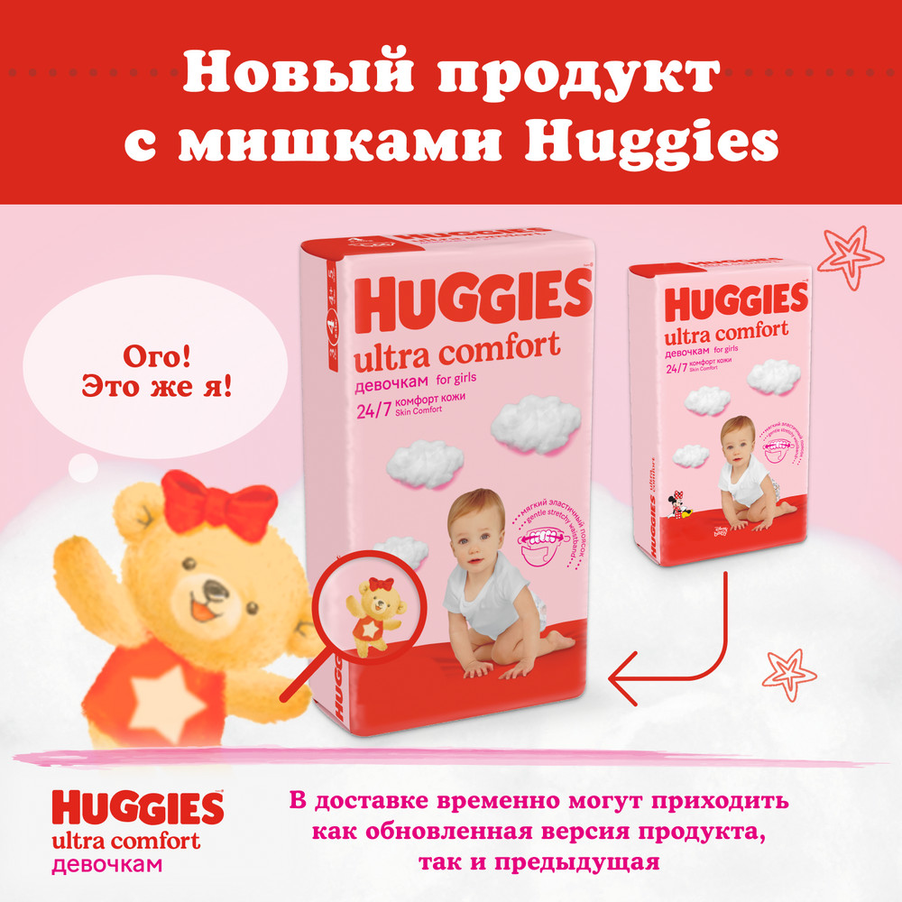 Подгузники Huggies Ultra Comfort для девочек 8-14кг 4 размер 80шт - цена  1715.40 руб., купить в интернет аптеке в Тосно Подгузники Huggies Ultra  Comfort для девочек 8-14кг 4 размер 80шт, инструкция по применению