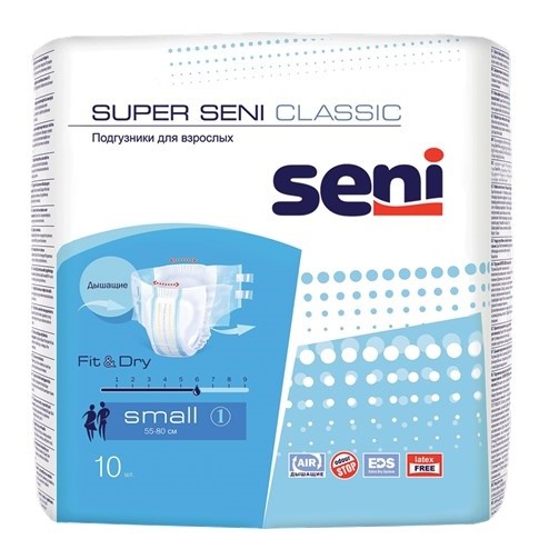 Изображение товара Подгузники Seni super classic для взрослых размер small 10 шт