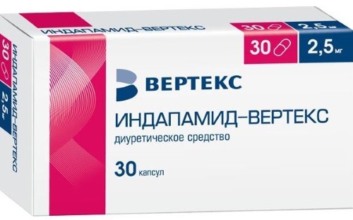 Изображение товара Индапамид-вертекс 2,5 мг 30 шт. капсулы для лечения гипертензии