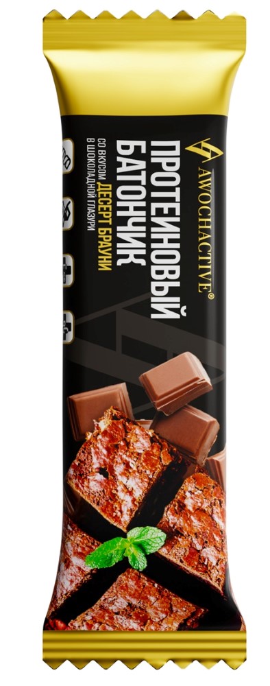 Изображение товара Протеиновый батончик со вкусом брауни 40 г Awochactive для спорта и активного образа жизни