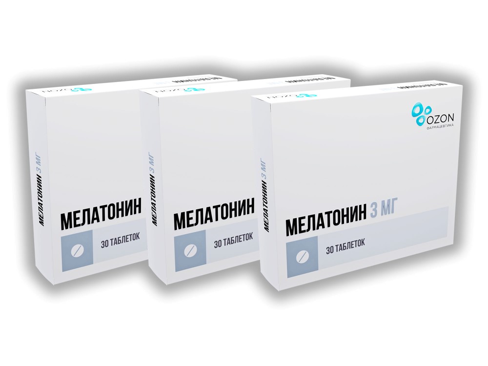 Изображение товара Набор из 3-х упаковок Мелатонин таб. 3мг №30 со скидкой!