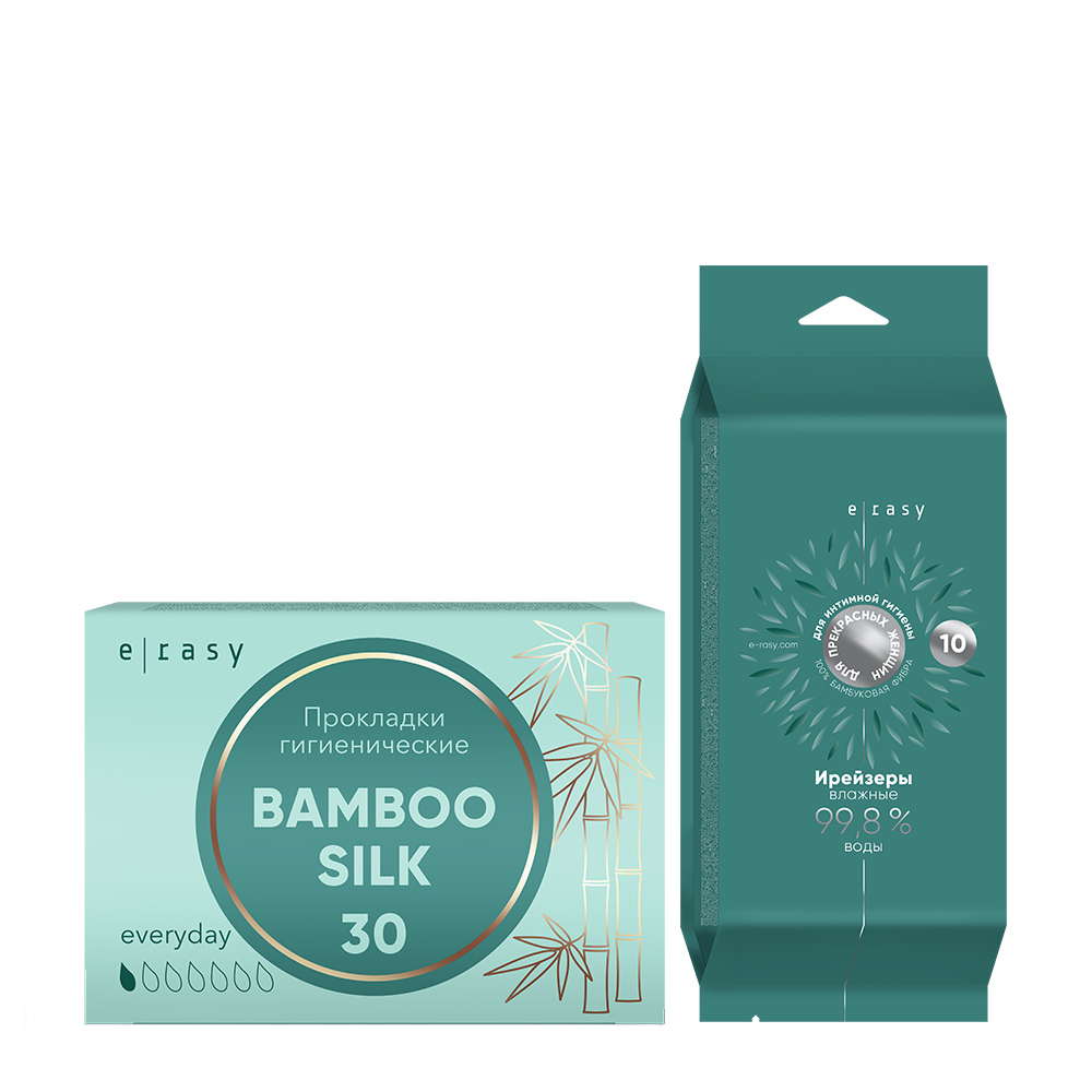 Изображение товара Набор Прокладки E-RASY BAMBOO SILK Everyday 30 шт/уп + интимные ирейзеры по спец. цене