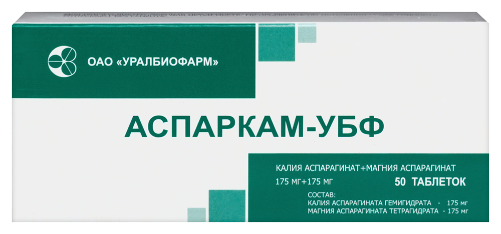 Изображение товара Биологически активная добавка АСПАРКАМ-УБФ 175/175 мг N50 таблетки Изображение товара Биологически активная добавка АСПАРКАМ-УБФ 175/175 мг N50 таблетки