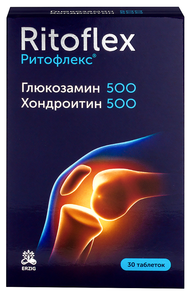 Изображение товара Глюкозамин 500 хондроитин 500 ритофлекс 30 таблеток 1100 мг