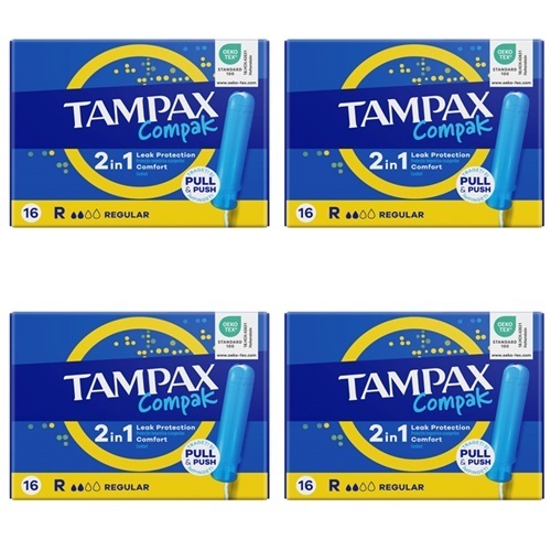 Изображение товара Набор из 4х Tampax тампоны compak regular с аппликатором 16 шт со скидкой