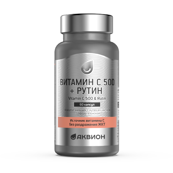 Изображение товара Аквион витамин с 500 с рутином 60 капсул для иммунитета и здоровья