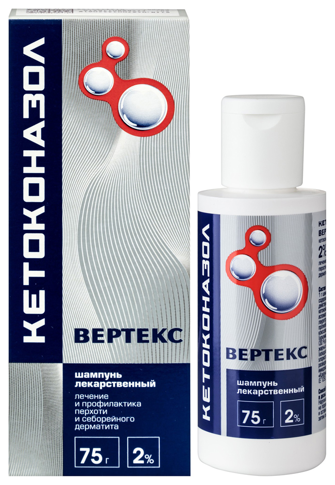 Изображение товара Кетоконазол Вертекс 2 % шампунь 75 гр против перхоти и себорейного дерматита