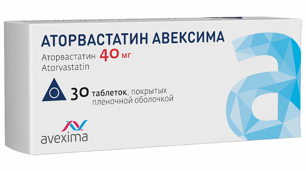 Изображение товара Аторвастатин Авексима 40 мг таблетки 30 шт для снижения холестерина и профилактики сердечно-сосудис