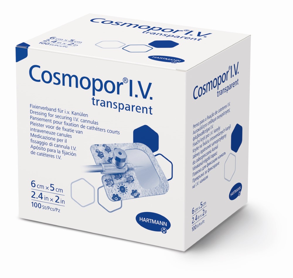 Изображение товара Повязка пластырная для фиксации канюль Cosmopor IV Transparent 6х5 см 100 шт.