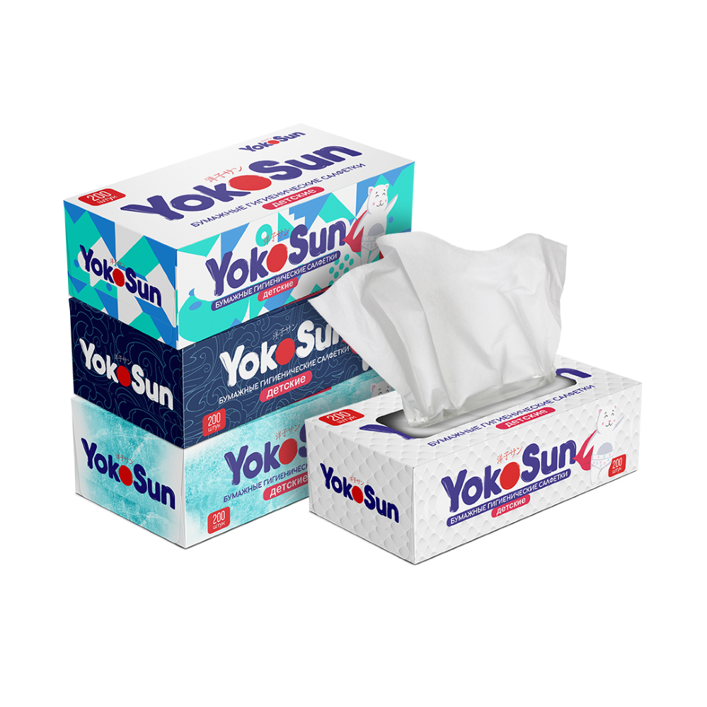 Изображение товара Yokosun салфетки бумажные детские 200 шт.
