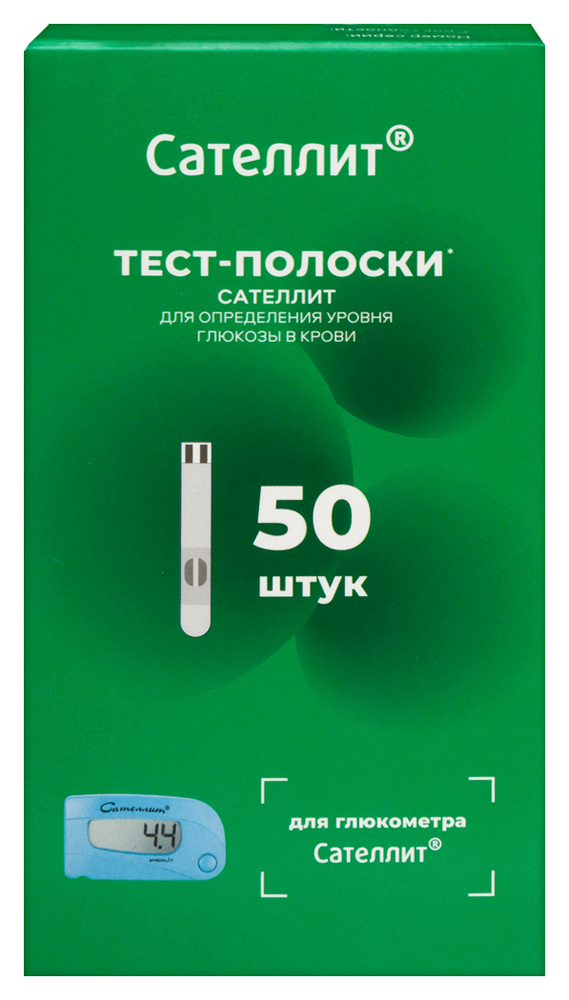 Изображение товара Тест-полоски Сателлит 50 шт. для глюкометра Сателлит