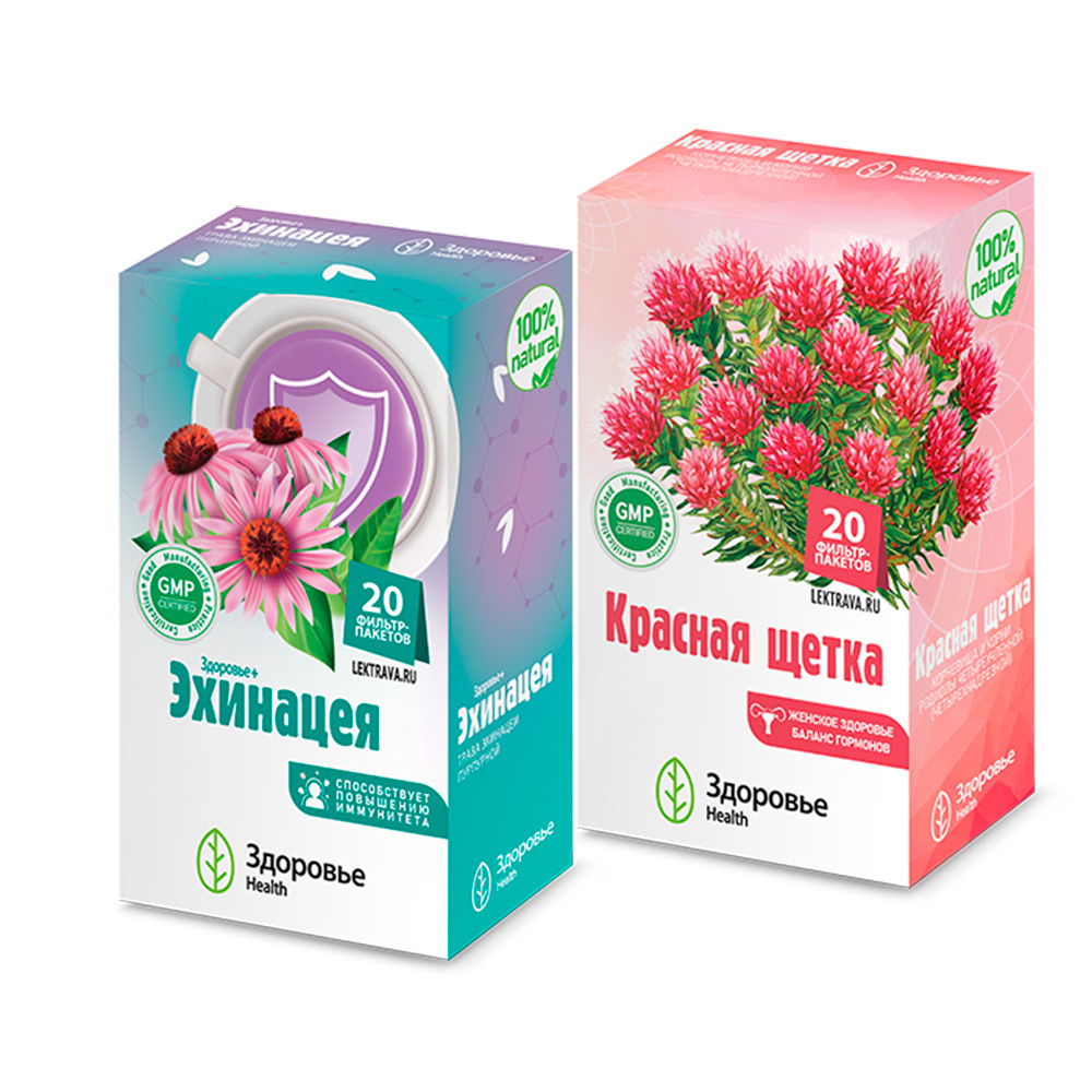 Изображение товара Набор Фиточай ЗДОРОВЬЕ+ЭХИНАЦЕЯ + КРАСНАЯ ЩЕТКА со скидкой / ЗДОРОВЬЕ