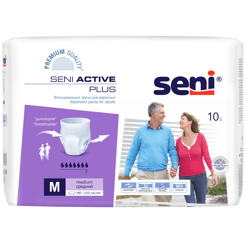 Изображение товара Seni active plus впитывающие трусы для взрослых 10 шт. средний размер