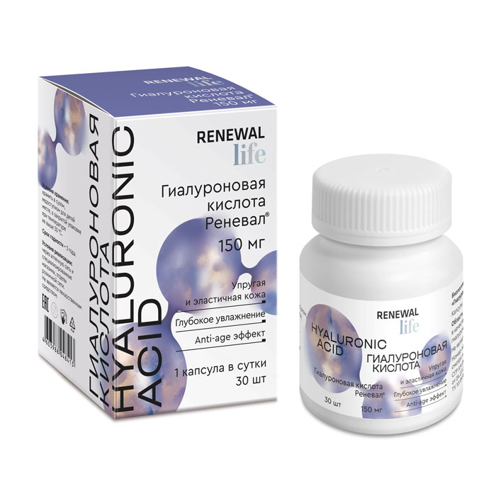 Изображение товара Гиалуроновая кислота реневал 30 шт. капсулы массой 266 мг