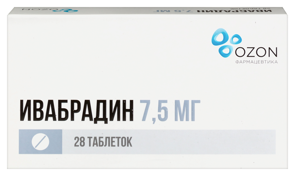 Изображение товара Ивабрадин 7,5 мг 28 шт. таблетки, покрытые пленочной оболочкой