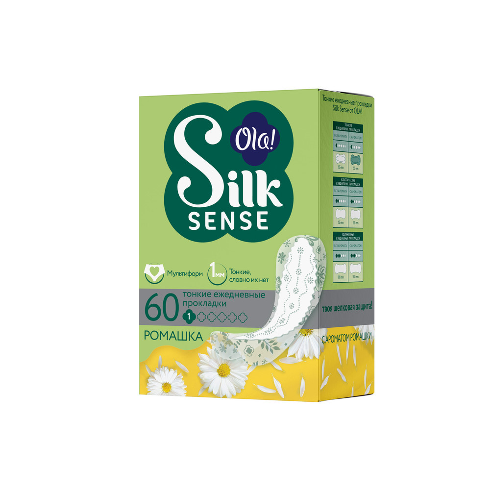 Изображение товара Ola silk sense прокладки ежедневные light deo стринг-мультиформ ромашка 60 шт.