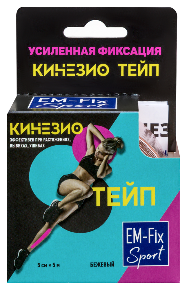 Изображение товара Эластичный фиксирующий бинт EM-Fix Sport 5 см х 5 м бежевый для травм и профилактики